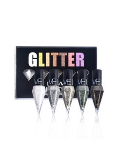 LAMUSELAND LAMUSELAND Glitter Liquid Eyeliner Set, 5 Colors/Pack Metallic Shimmer Pigment Liquid Eye Liner Pen, Diamond Waterproof Long Lasting Colorful Eyeshadow Makeup Kit for Women Girls (2) 