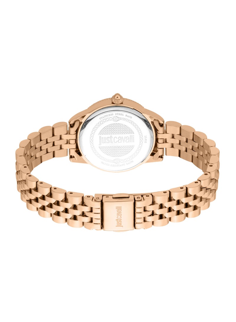 Just Cavalli ساعة نسائية ليدي لوفستراك فالنتاينز Jc1L315M0075 - كواتز أنثوي من الفولاذ المقاوم للصدأ 3 عقارب - Image 3