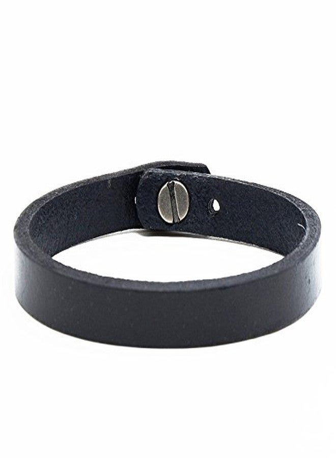 AZYOUNG Black Brown Leather Bracelet Simple Layer Easy Hook Narrow Band Cuff Bangle (Black) - Image 3