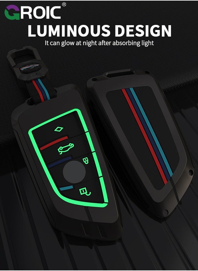 GROIC - For BMW Key Fob Cover with Keychain, LCD Smart Remote Car Key Shell Case for BMW 5 6 7 Series G01 G11 G12 G30 G31 X3 X4 X5 730li 740li 750li, BMW Accessories Alloy+TPU Double Protector (C) - Image 1