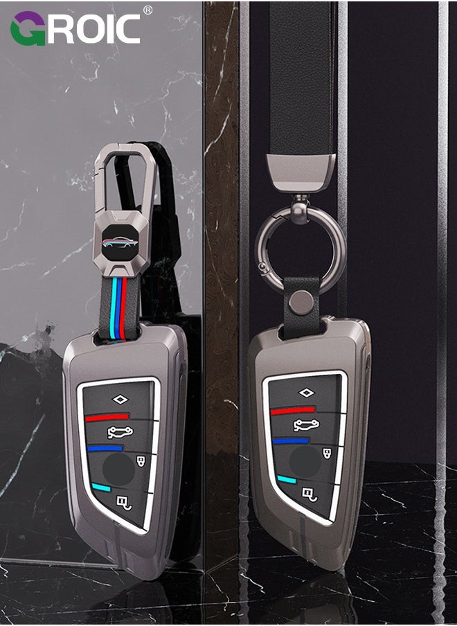 GROIC - For BMW Key Fob Cover with Keychain, LCD Smart Remote Car Key Shell Case for BMW 5 6 7 Series G01 G11 G12 G30 G31 X3 X4 X5 730li 740li 750li, BMW Accessories Alloy+TPU Double Protector (C) - Image 1