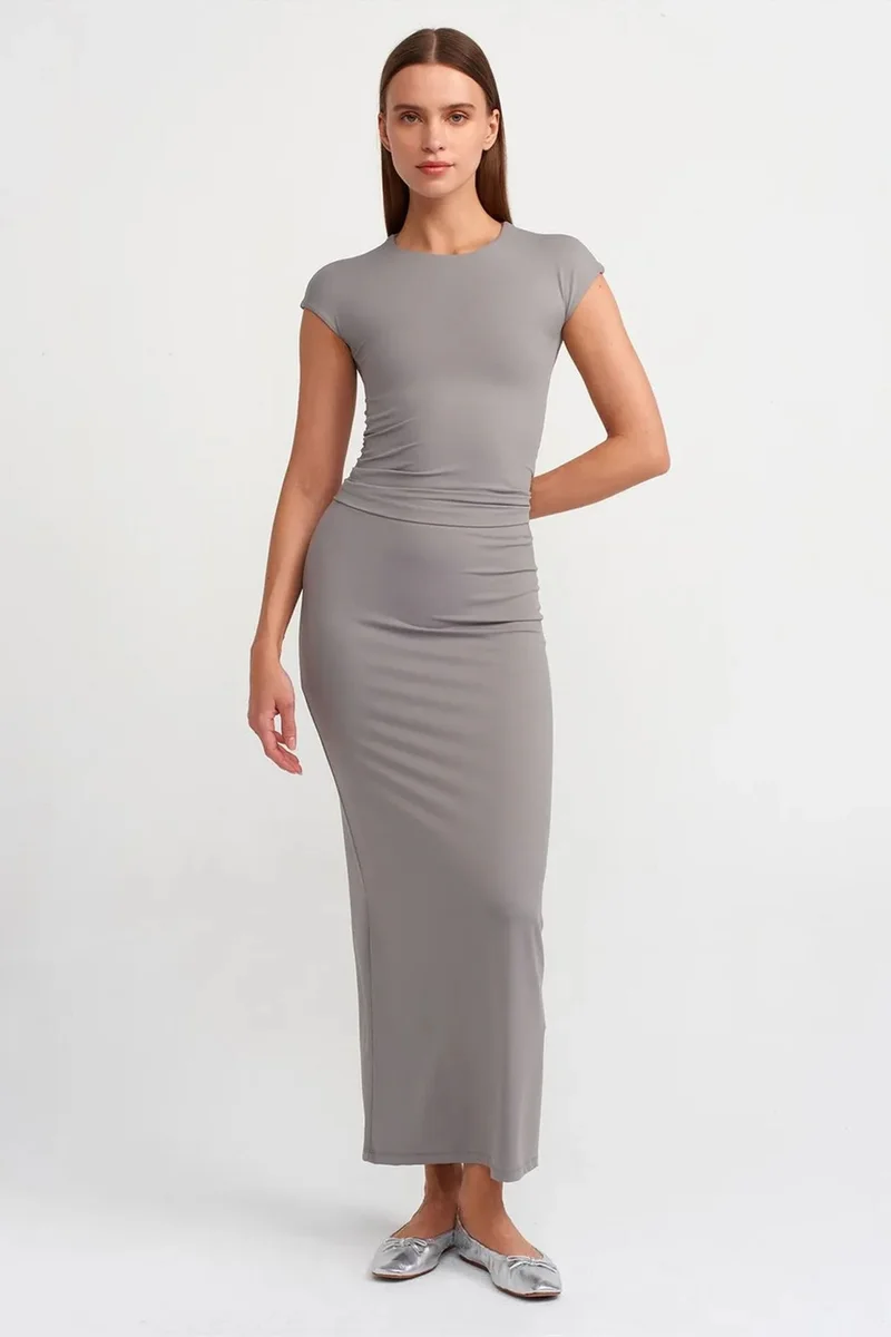 Dilvin Slate Grey DILVIN Women's Slim Fit Crew Neck T-Shirt for Women | Best Price UAE