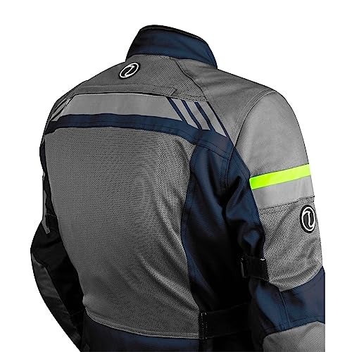 Rynox Unisex Adult Stealth Air Pro Standard Length Jacket - Mesh Motorcycle Touring Jacket With Impact Protection And Abrasion Resistance - Blue Hi-Viz Green, Small - Image 5