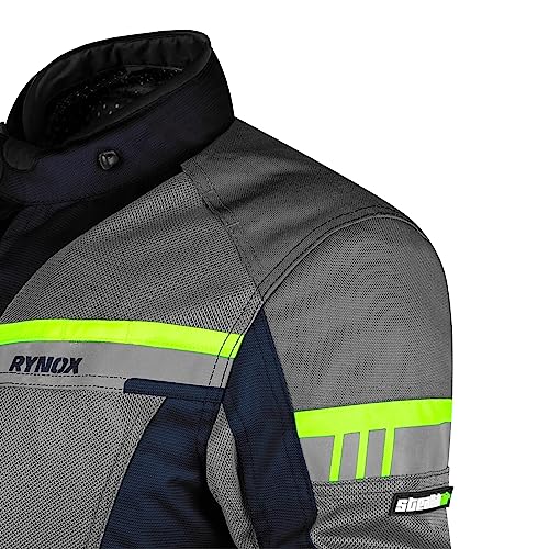 Rynox Unisex Adult Stealth Air Pro Standard Length Jacket - Mesh Motorcycle Touring Jacket With Impact Protection And Abrasion Resistance - Blue Hi-Viz Green, Small - Image 4