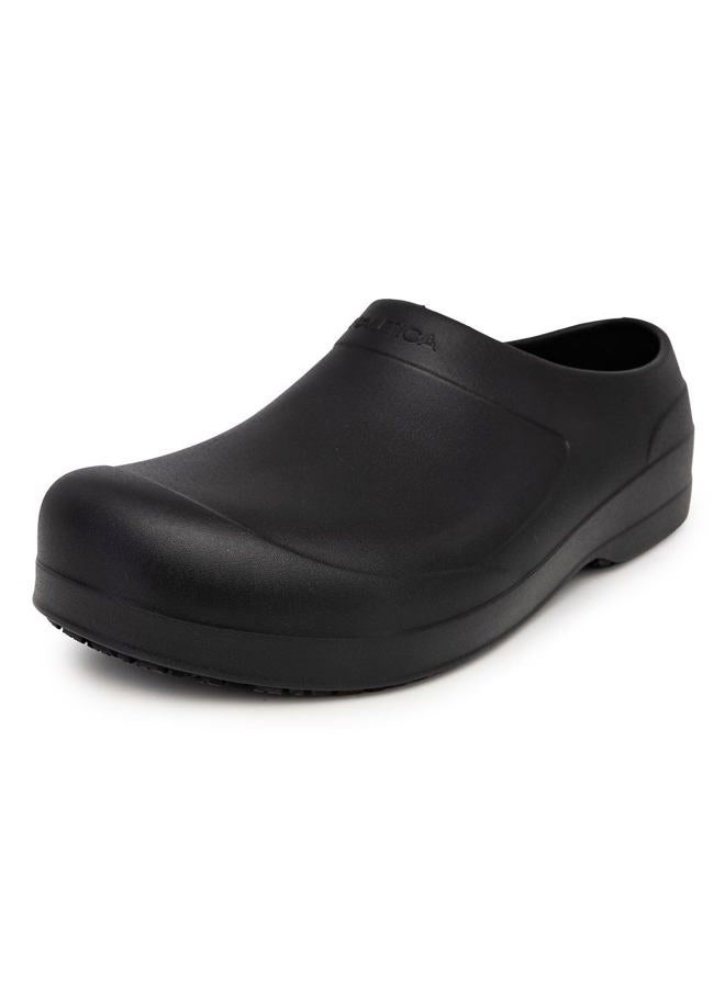 NAUTICA Women Men Work Clogs Slides Slip Resistant Quick Drying Kitchen Shoes Cushioned Sandals with Arch Support-Rayner-Black-Size 9 - Image 1