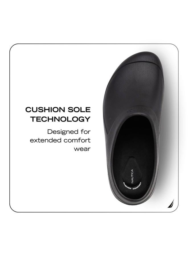 NAUTICA Women Men Work Clogs Slides Slip Resistant Quick Drying Kitchen Shoes Cushioned Sandals with Arch Support-Rayner-Black-Size 9 - Image 4