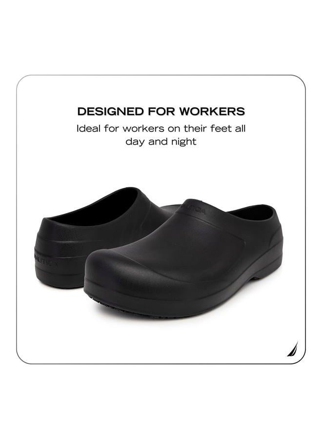 NAUTICA Women Men Work Clogs Slides Slip Resistant Quick Drying Kitchen Shoes Cushioned Sandals with Arch Support-Rayner-Black-Size 9 - Image 3