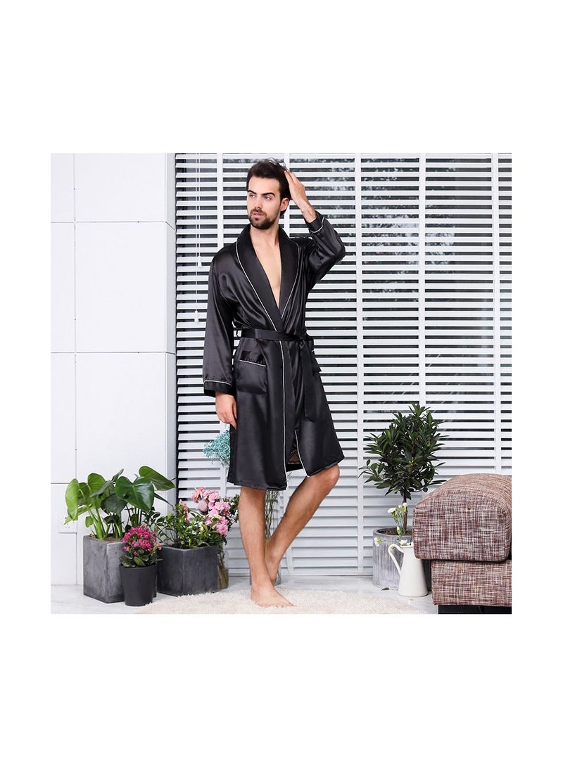 Loquat Printed Pyjama Robe Black  - Image 2