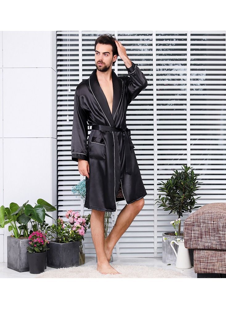 Loquat Printed Pyjama Robe Black  - Image 1