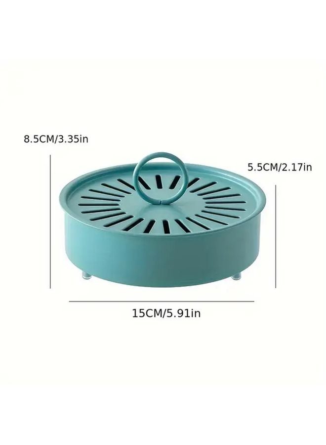 Blue Metal Mosquito Coil Holder With Cover Round Carbon Steel Easy To Clean - Image 1