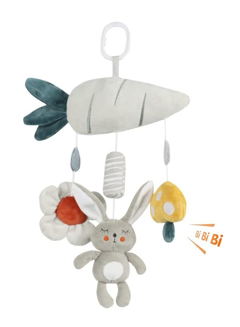 Plush Rabbit Hanging Rattle Toy for Babies, Sensory Wind Chime with BB Squeaker, Perfect Gift for Newborns and Toddlers - Image 1