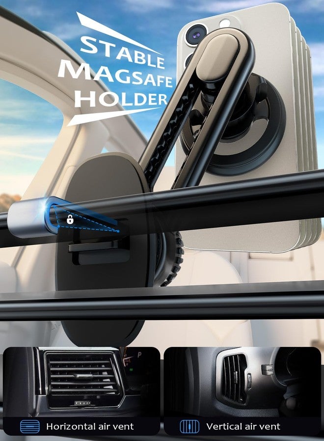 Tryone Fits Magsafe Car Mount for Phone：[Never Blocking] Magnetic Air Vent iPhone Holder [20 Powerful Magnets] Compatible iPhone 15 14 13 12 Pro Plus Max Mini & MagSafe Case & All Smart Phone - Image 4