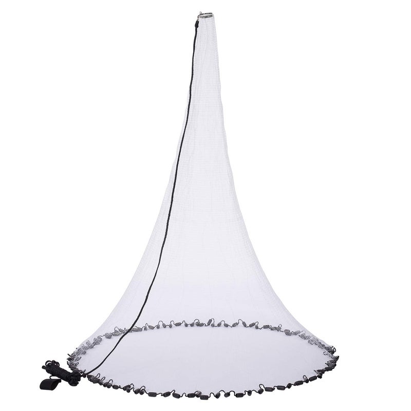 BASSDASH Fishing Cast Net 3/8-Inch Mesh 4ft 6ft 8ft Radius, 1-Pound Per Foot, for Bait Fish with Utility Bucket (3/8” mesh x 4’ high (4.5lb)) - Image 2