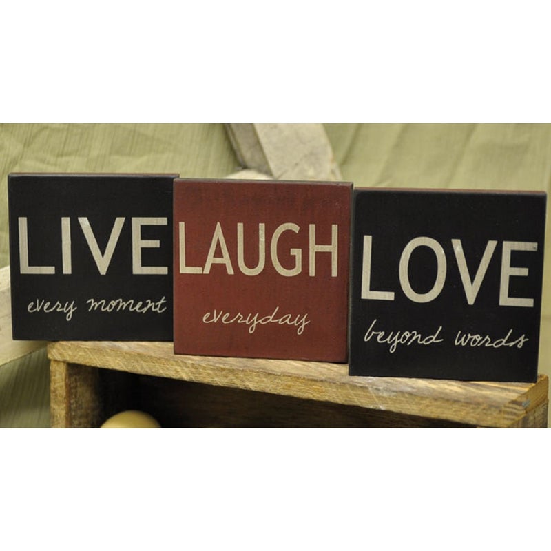 Live Love Laugh Square Desk Sign Set of 3 Live every moment Love beyond words Laugh everyday