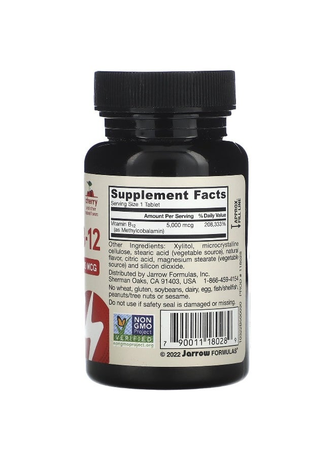 jarrow formulas - Jarrow Formulas, Vegan Methyl B-12, Maximum Strength, Cherry, 5,000 mcg, 90 Chewable Tablets - Image 1