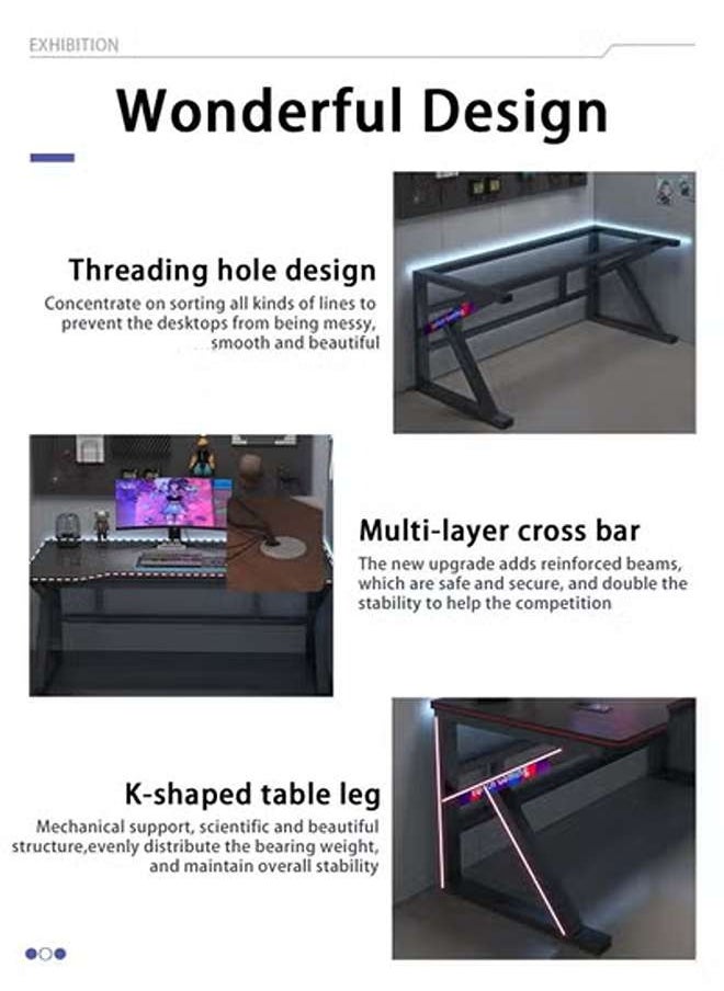 AGD K-Shape Gaming Desk Computer Table Fixed Computer Study Desk for Electronic Games 120cm - Black  - Image 4