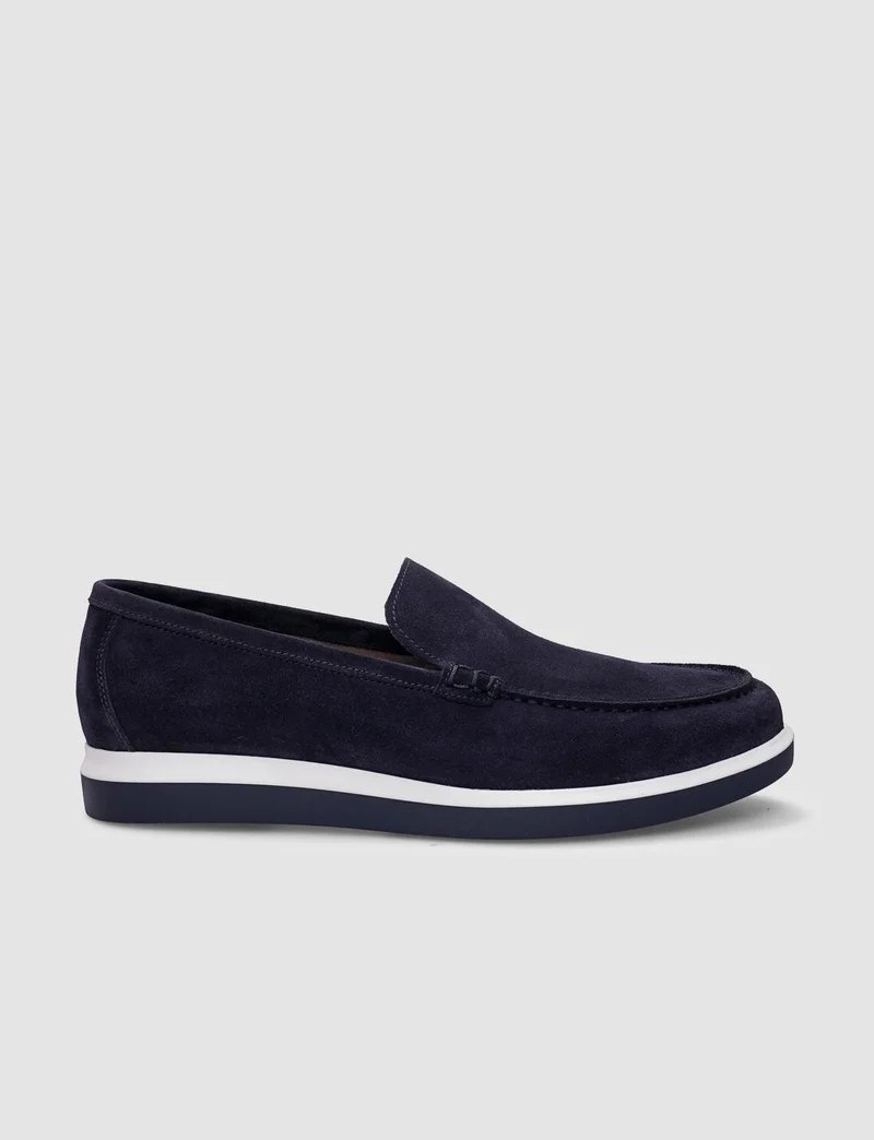 كاباني Genuine Leather Navy Blue Suede Men's Casual Shoes