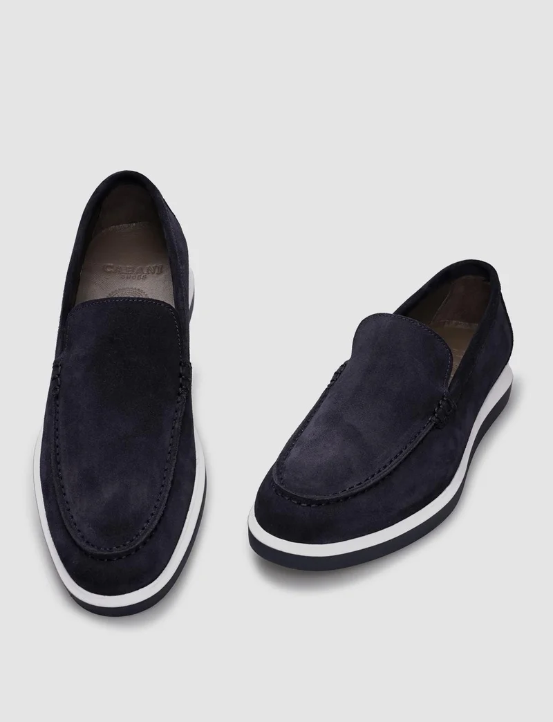 كاباني Genuine Leather Navy Blue Suede Men's Casual Shoes