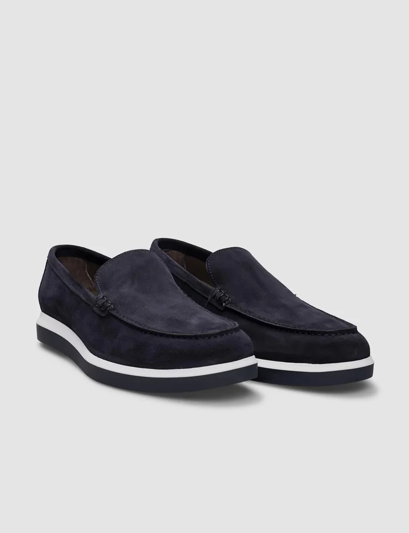 كاباني Genuine Leather Navy Blue Suede Men's Casual Shoes