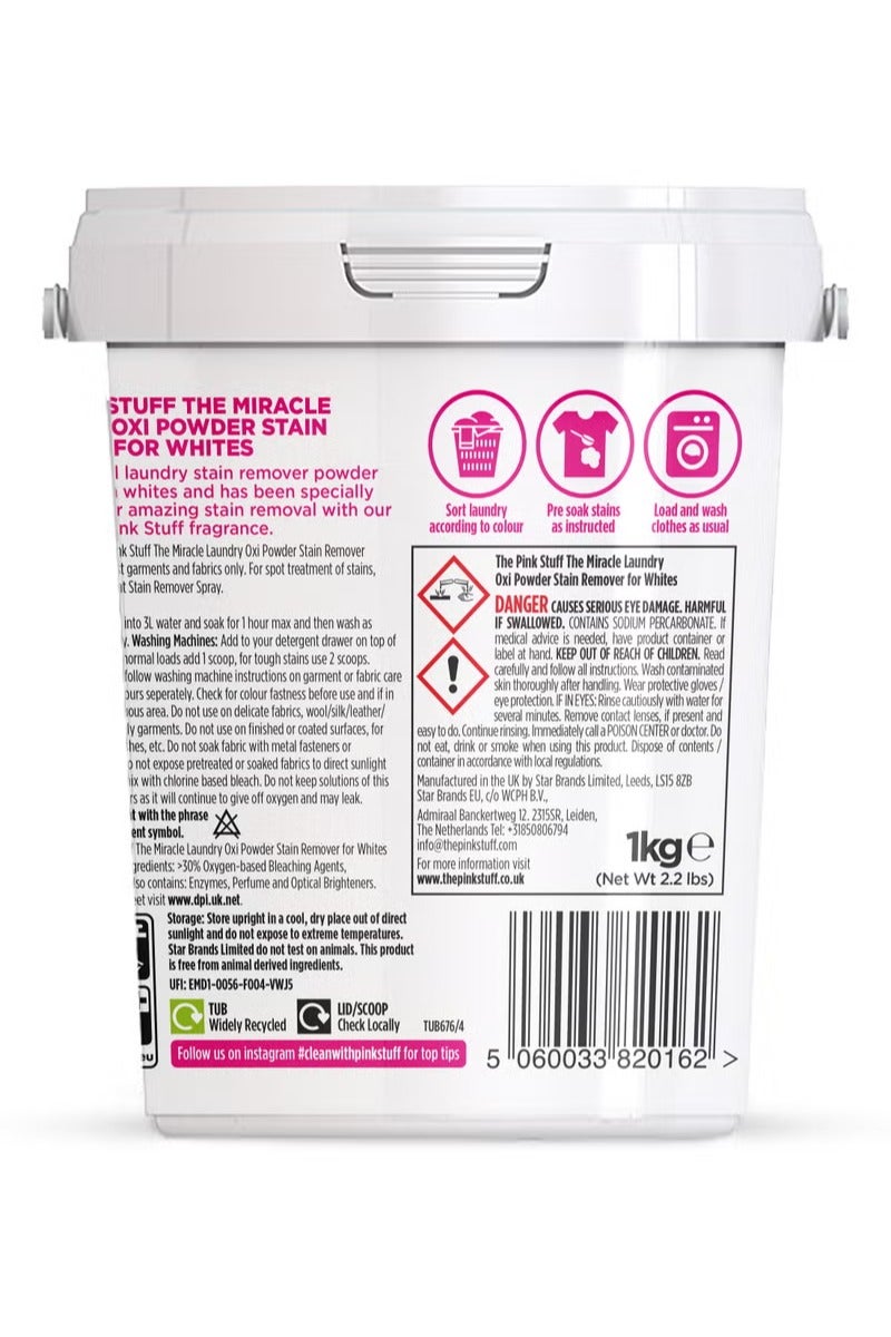 ذا بينك ستاف مسحوق الغسيل مزيل البقع  أوكسي المنظف المعجزة للملابس البيضاء 1 كجم - Image 2