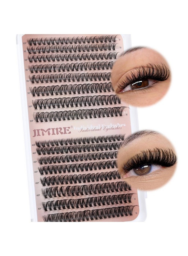 جيمير رموش صناعية طبيعية مكونة من 320 قطعة من وصلات الرموش الصناعية، رموش صناعية ناعمة 30D+40D، رموش صناعية مجعدة على شكل حرف D، 9-16 مم، رموش صناعية مختلطة، رموش صناعية ناعمة للمبتدئين