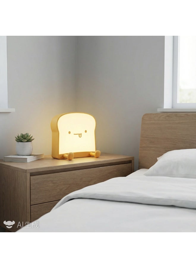 Y&D Creative Toast Bread Night Light Baby Bedroom Charging Atmosphere Night Light Cartoon Bedside Sleeping Silicone Night Light - Image 4