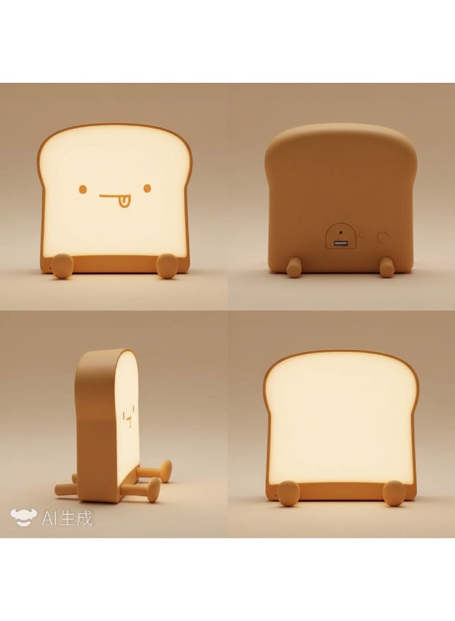 Y&D Creative Toast Bread Night Light Baby Bedroom Charging Atmosphere Night Light Cartoon Bedside Sleeping Silicone Night Light - Image 5