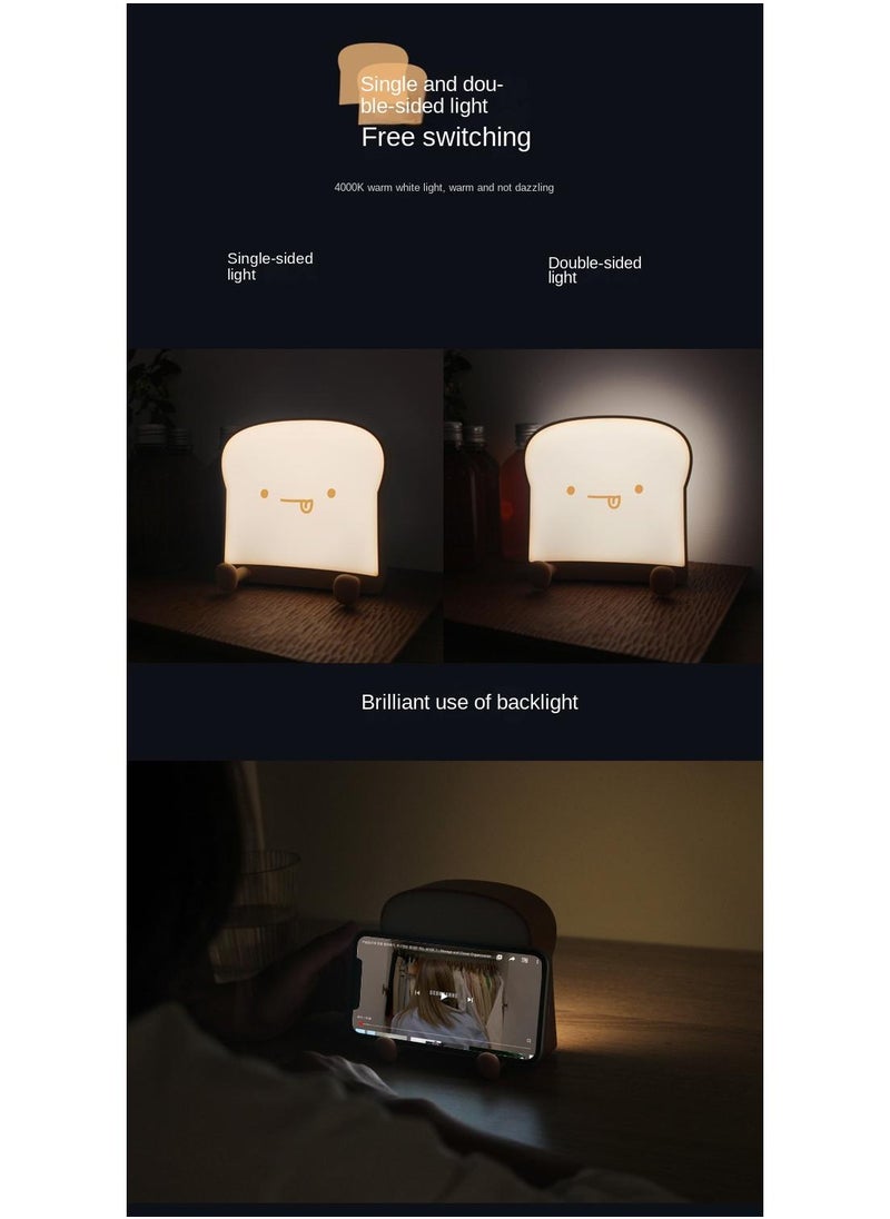 Y&D Creative Toast Bread Night Light Baby Bedroom Charging Atmosphere Night Light Cartoon Bedside Sleeping Silicone Night Light  - Image 2