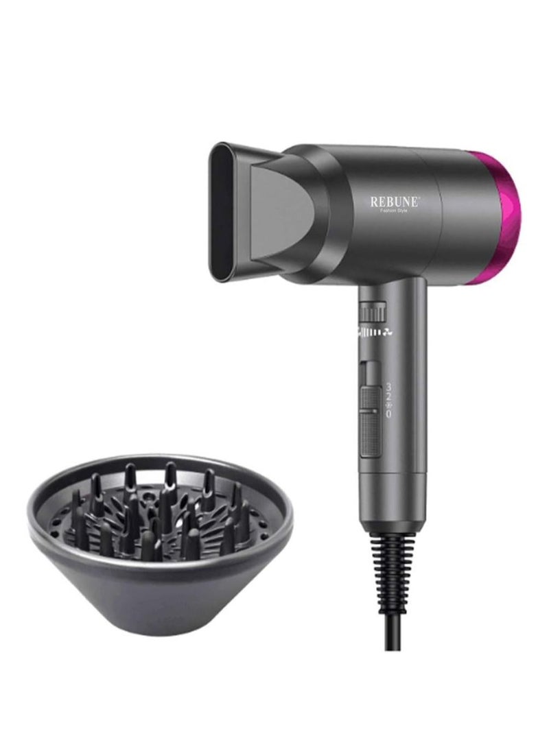 ريبنيو مجفف الشعر بقوة 1800 واط من ريبون RE - 2068 اسود وزهري - Image 1