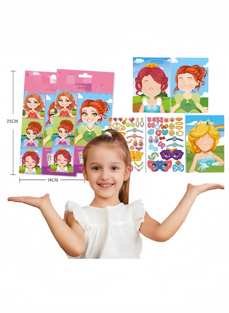 Reusable Sticker Books for Kids,9 Sheets Princess Stickers,DIY Make Your Own Characters Mix Stickers - Image 2