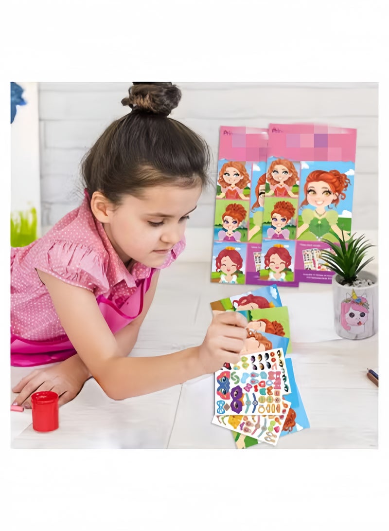 Reusable Sticker Books for Kids,9 Sheets Princess Stickers,DIY Make Your Own Characters Mix Stickers - Image 3