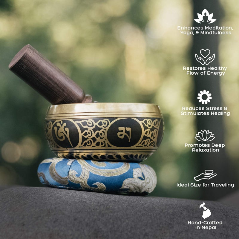 Wish Well Tibetan Singing Bowl Set 4" â€“ Handcrafted in Nepal with Storage Case â€“ Meditation Sound Bowl for Sound Healing, Sound Bath, Reiki, Yoga, Mindfulness & Meditation Accessories - Image 3