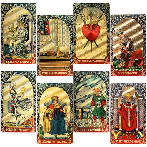 KIINO 78 Gold Foil Tarot Deck with Gift BoxOriginal Design Rider Waite Tarot Cards with Guide Bookfor Beginners Durable Waterproof Wrinkle Resistant - Image 1