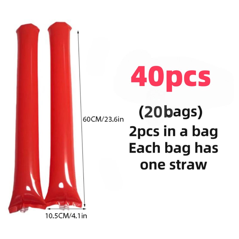 ROSEBB 40pcs Round headTeam Spirit Boom Sticks Thunder Sticks Cheering Sticks Team Spirit Plastic Cheerleading Spirit Stick Clapper Inflatable Noise Maker Sports Supply Red - Image 5