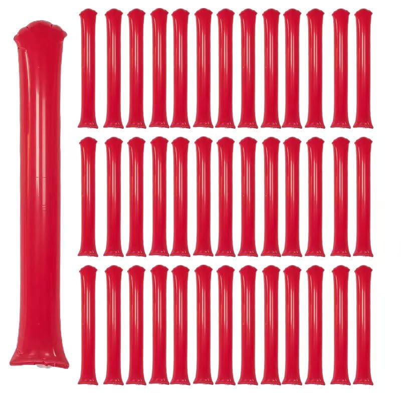 ROSEBB 40pcs Round headTeam Spirit Boom Sticks Thunder Sticks Cheering Sticks Team Spirit Plastic Cheerleading Spirit Stick Clapper Inflatable Noise Maker Sports Supply Red - Image 1