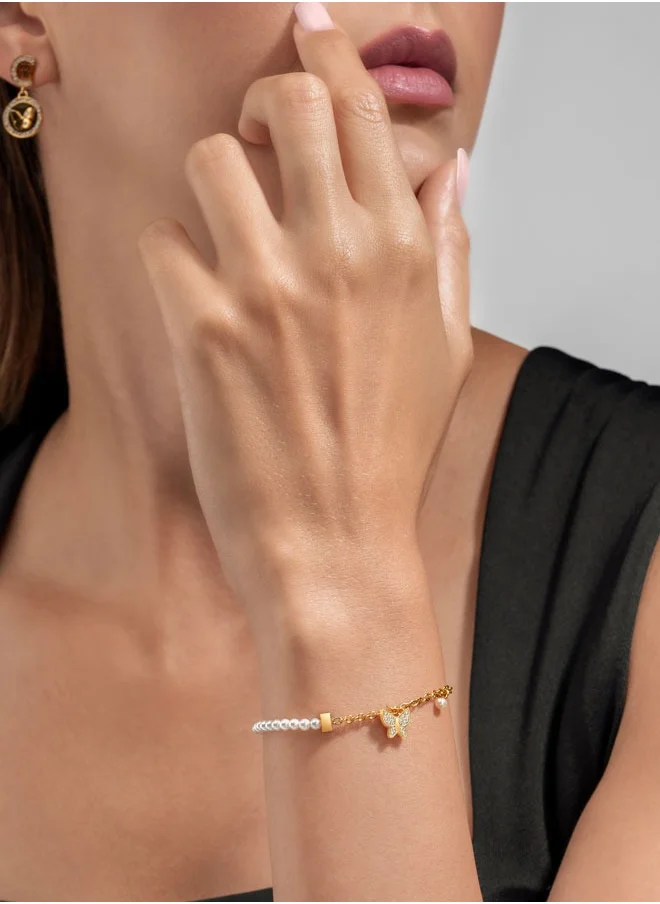 شيروتي 1881 Alessia Gold Plated with Pearls Crystals Bracelet for Women