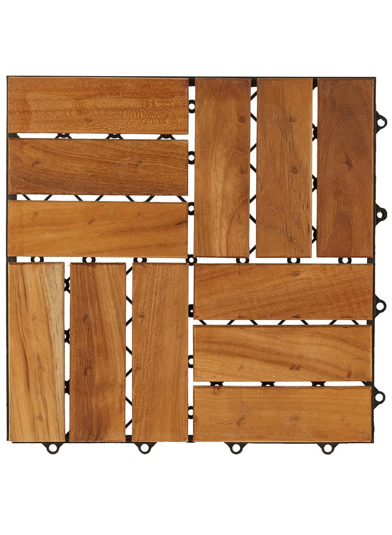 HOME TASTE Hometaste Wooden Decking Tiles Hardwood Wood Flooring Deck Patio Outdoor Garden Floor Interlocking Balcony Roof Terrace Office Tile Waterproof Balcony Flooring (Style_4)  - Image 1