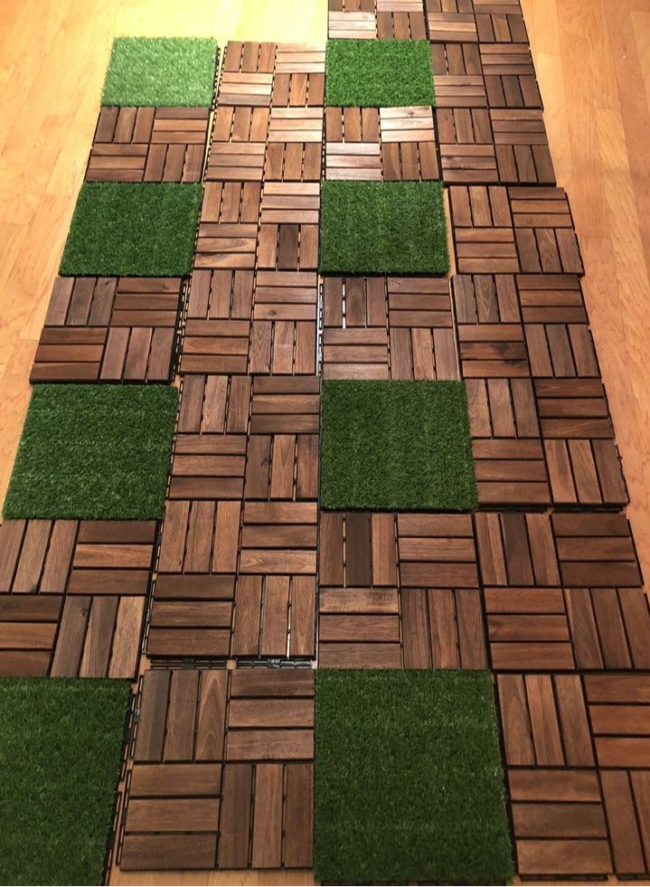 HOME TASTE Hometaste Wooden Decking Tiles Hardwood Wood Flooring Deck Patio Outdoor Garden Floor Interlocking Balcony Roof Terrace Office Tile Waterproof Balcony Flooring (Style_4)  - Image 4