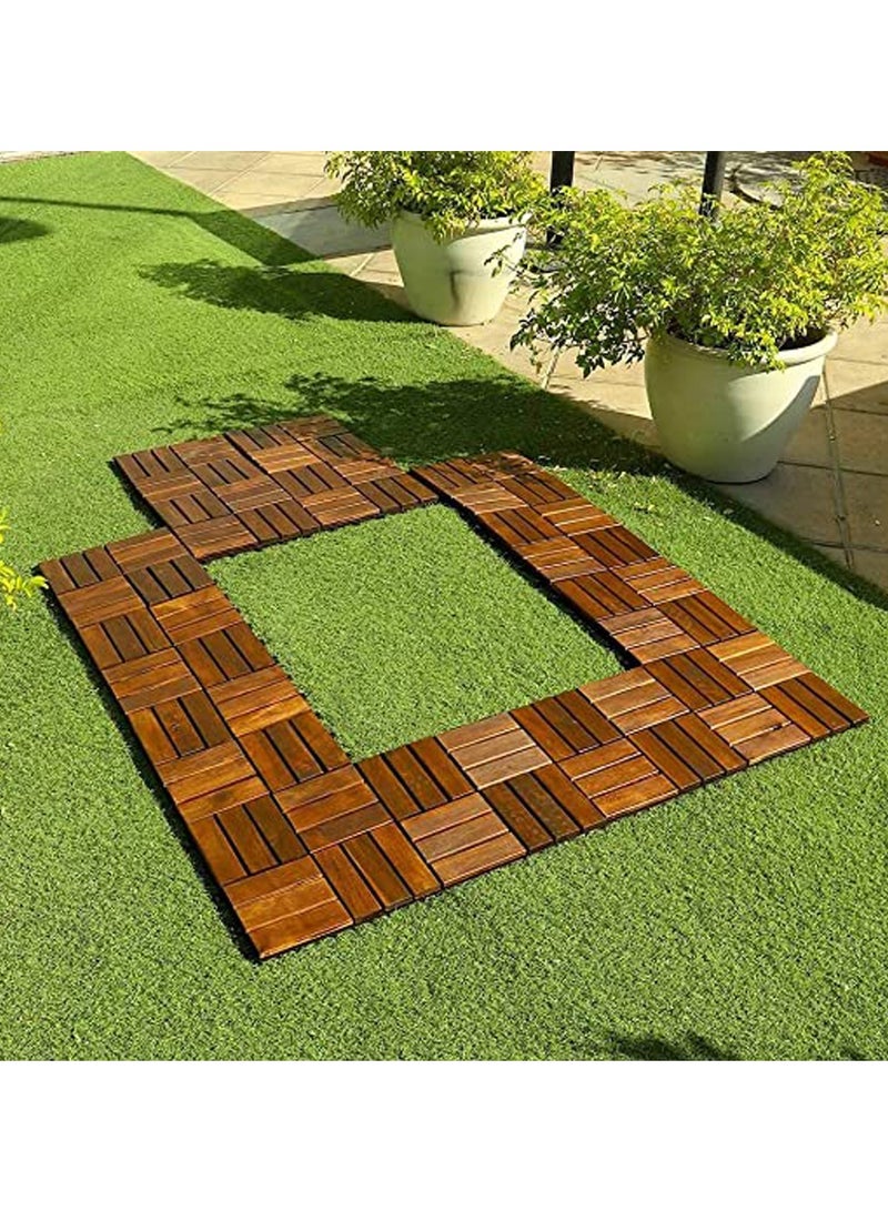 HOME TASTE Hometaste Wooden Decking Tiles Hardwood Wood Flooring Deck Patio Outdoor Garden Floor Interlocking Balcony Roof Terrace Office Tile Waterproof Balcony Flooring (Style_4)  - Image 3