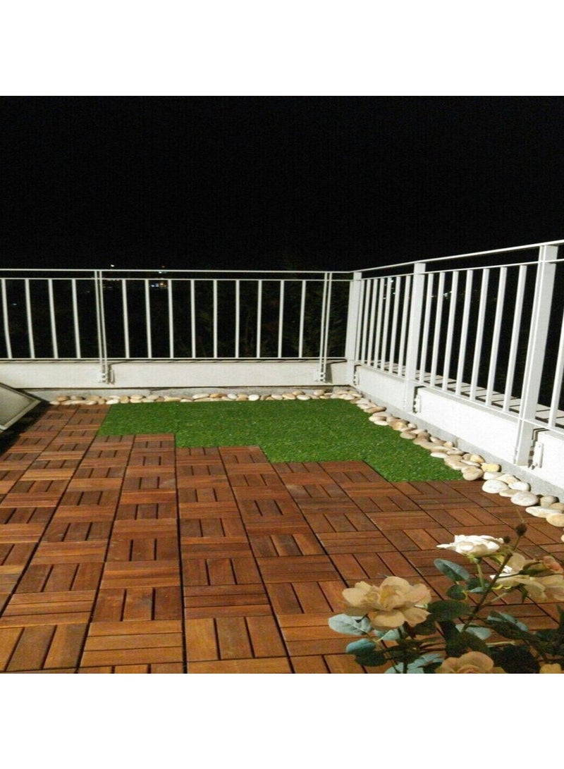 HOME TASTE Hometaste Wooden Decking Tiles Hardwood Wood Flooring Deck Patio Outdoor Garden Floor Interlocking Balcony Roof Terrace Office Tile Waterproof Balcony Flooring (Style_4)  - Image 5