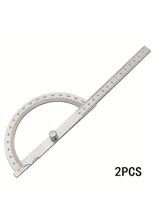 2pcs Stainless Steel Carpenter Square Protractor Ruler Blue Accents Woodworking Tool - Image 1