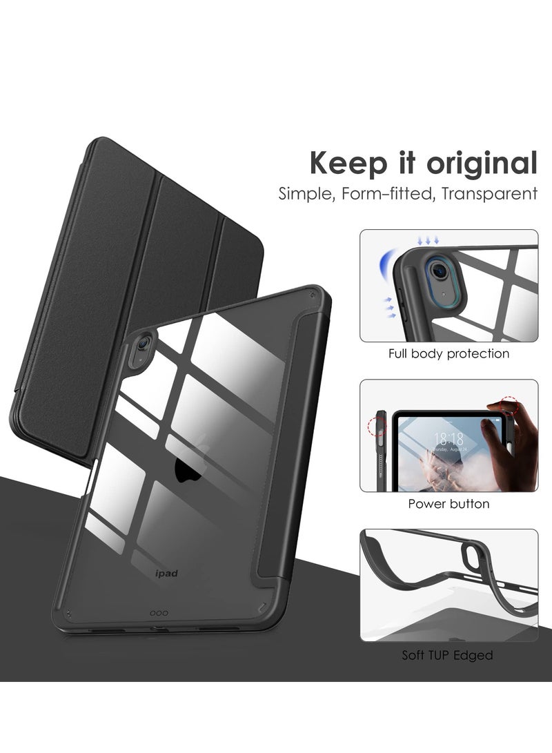 سابويل غطاء حماية ايباد الجيل 10 من سابويل 2022، 10.9 انش، بخلفية شفافة وسوداء، مقاوم للصدمات من البولي يوريثين الحراري [مع حامل قلم مدمج، يدعم النوم/الاستيقاظ التلقائي] - لون اسود - Image 3