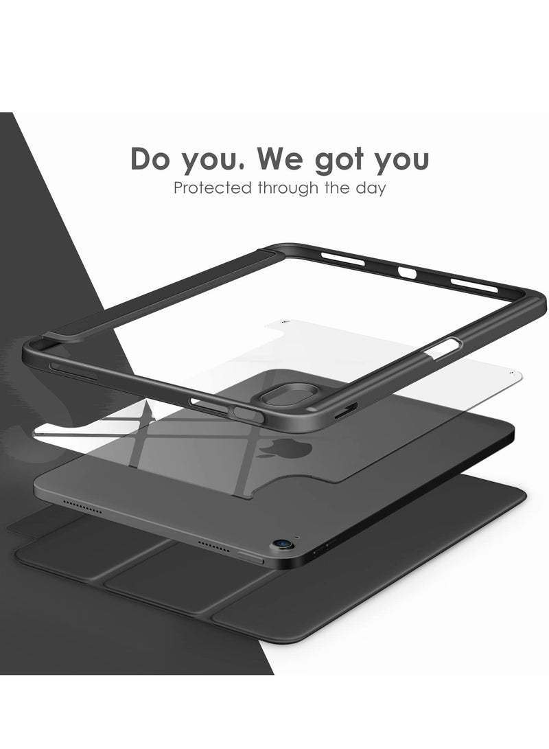 سابويل غطاء حماية ايباد الجيل 10 من سابويل 2022، 10.9 انش، بخلفية شفافة وسوداء، مقاوم للصدمات من البولي يوريثين الحراري [مع حامل قلم مدمج، يدعم النوم/الاستيقاظ التلقائي] - لون اسود - Image 4