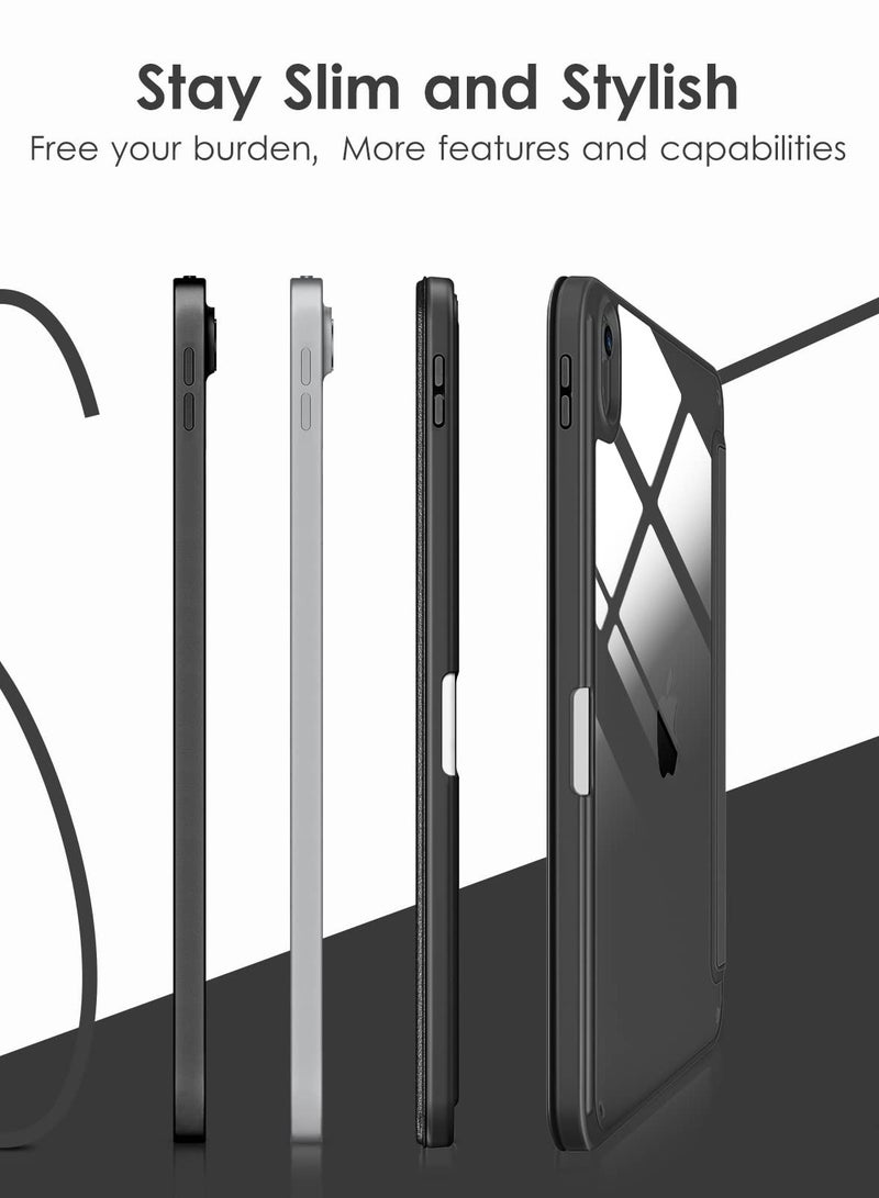 سابويل غطاء حماية ايباد الجيل 10 من سابويل 2022، 10.9 انش، بخلفية شفافة وسوداء، مقاوم للصدمات من البولي يوريثين الحراري [مع حامل قلم مدمج، يدعم النوم/الاستيقاظ التلقائي] - لون اسود - Image 5