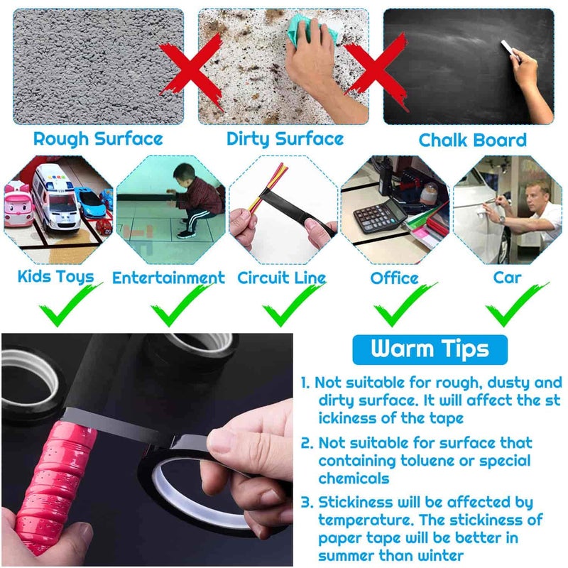 Audab 6 Rolls 1/4 Pinstripe Tape Vinyl Chart /White Board Tape Lines Dry Erase Whiteboard Thin Tape Pinstriping Graphic Grid Marking Tape - Image 4