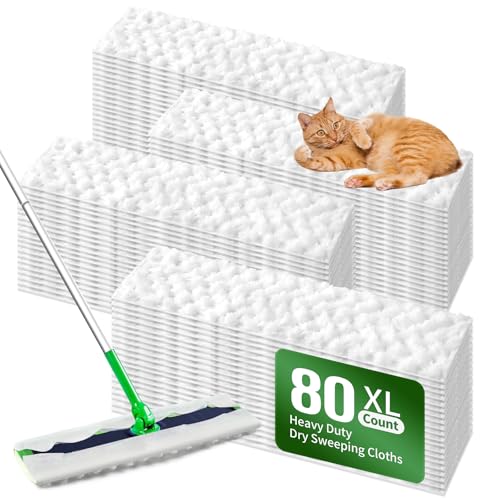 Senowi Heavy Duty Dry Sweeping Cloths Compatible with Swiffer Sweeper XL Mop, Sweeper X-Large Dry Cloth Refills for Floor Mopping and Cleaning, Disposable Pet Dry Pads Refills, 80 Count - Image 1