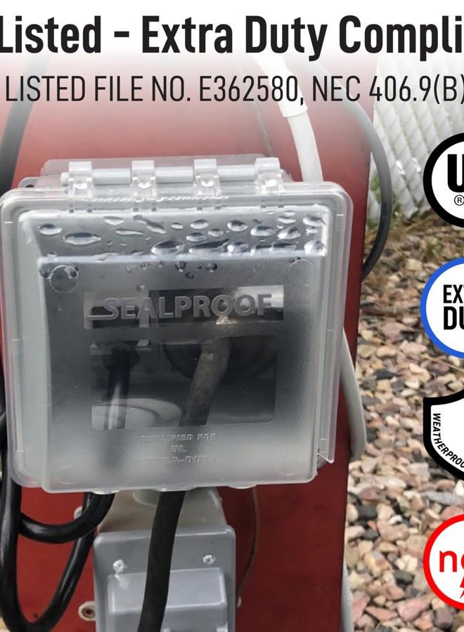 Sealproof 2 Gang Weatherproof Socket Cover | Two Gang Plug and Socket Protector, Lockable, UL Extra Duty Compliant, 45 Configurations - Image 3