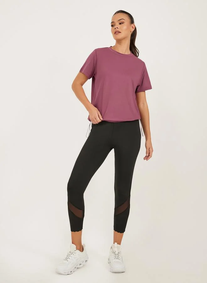 ستايلي اكتيف تيشيرت ستايلي بقصة فضفاضة بلون سادة للأنشطة الرياضية