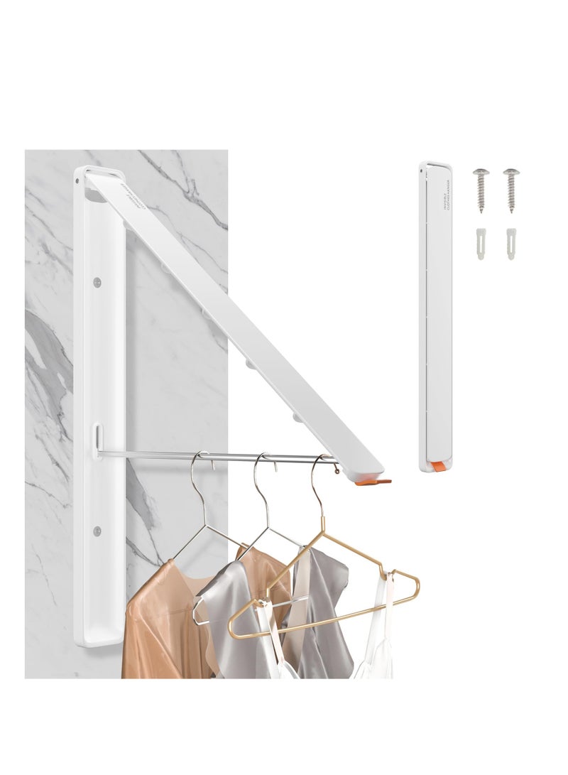 SYOSI Clothes Drying Rack Wall Mounted, Retractable & Foldable Clothes Hanger for Laundry Room Organization and Storage, Space Saving, for Dorm, Closet, Balcony, Laundry Room(1P, Metal, White) - Image 1