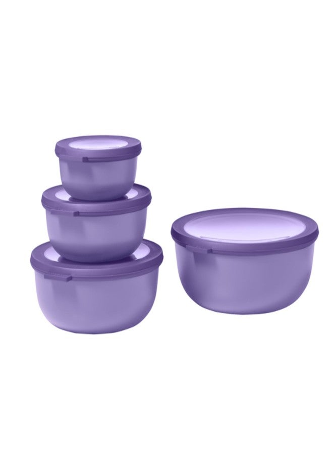 Mepal Cirqula Set of 4 Multi Food Storage and Serving Bowls with Lids, Food Prep Containers, Shallow, Nordic Lilac, 1 each (350ml|12oz), (750ml|25oz), (1250ml|42oz), (2250ml|76 oz), 1 Set